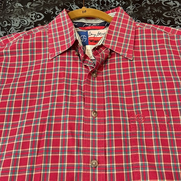 Wrangler George Strait Pink Blue Plaid Long Sleeved Western Shirt Large - Picture 7 of 8